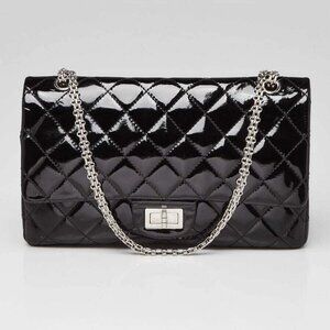 Chanel Black 2.55 Reissue Quilted Classic Patent Leather 227 Jumbo Flap Bag